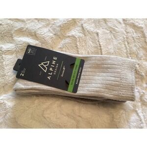 Alpine Design Mens 2 Pack Ragg Hiking Socks Whisper White Cobblestone Medium 6-9